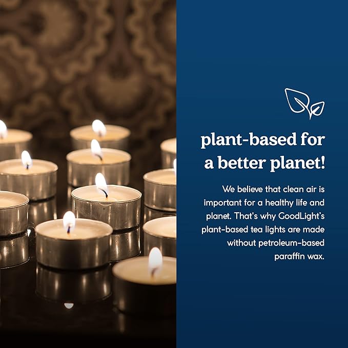 GoodLight Unscented Vegan and Paraffin-Free Tea Light Candles (100 Candles)