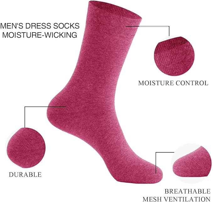 J-BOX Men's Cotton Crew Socks-Wicking Black Dress Socks, Anti-Odor&Breathable for Business/Casual, Size 6-15