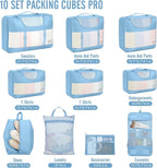 Veken 10 Set Packing Cubes for Travel Essential, Suitcase Organizer Bags in 4 Sizes, Carry-On Luggage Accessories with Large Laundry & Hanging Toiletry Bag, Must-Have for Airplane, Road Trip & Camping