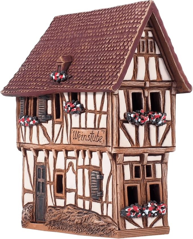 Ceramic Houses Collection - Handmade Miniature of Historic Winery in Bernkastel-Kues, Germany - Candle, Cone Incense Holder R255