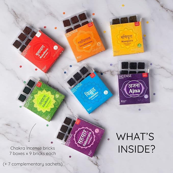 7 Chakra Incense Brick Refill by Aromafume | 7 x 9 Smokeless Aromatic Bricks for Energy Centers | Balance & Meditation Kit | Non-Toxic & Natural | Yoga & Wellness Gift