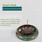 Incense Stick Holder - Blue Ceramic Incense Burner， Crystal Lotus Incense Holder, Incense Burner for Cone, Coil, Sage Cones, Frankincense, and Palo Santo