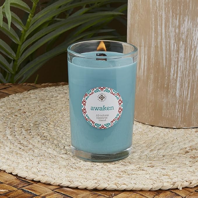 Root Candles Seeking Balance Wood Wick Spa Candle Aromatherapy Candles, 8-Ounce, Awaken: Basil & Lime
