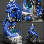 Dragon Waterfall Incense Burner,Backflow Incense Burner with 20 Incense Cones and 30 Incense Sticks，Ceramic Incense Cone Holder Used for Relaxation, Meditation, and Home Decoration (Blue)