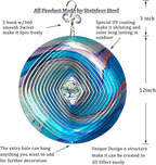 FONMY Mandala Wind Spinner w/Crystal Ball 3D Stainless Steel Hanging Wind Spinner Worth Gift Christmas Decoration Indoor/Outdoor Garden Décor Kinetic Yard Art 12 Inches Multi Blue Wind Sculpture