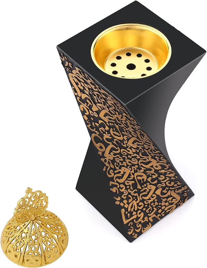 Resin Incense Burner Bakhoor Incense Burner Charcoal Incense Burner Yoga Spa Aromatherapy Office Home Decor Black