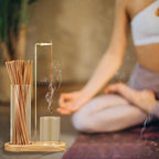 Incense Holder for Sticks with Ash Catcher-2 in 1 Glass Incense Stick & Candle Holder with Storage, Anti-Ash Flying insence-Sticks Burner for Meditation Yoga Spa Home Decor sage (Light Base)