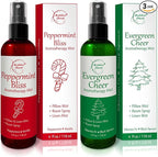 Holiday Aromatherapy Mist 2-Pack – Evergreen Cheer & Peppermint Bliss | Natural Air Freshener & Linen Mist | Perfect Christmas Room Spray & Stocking Stuffer