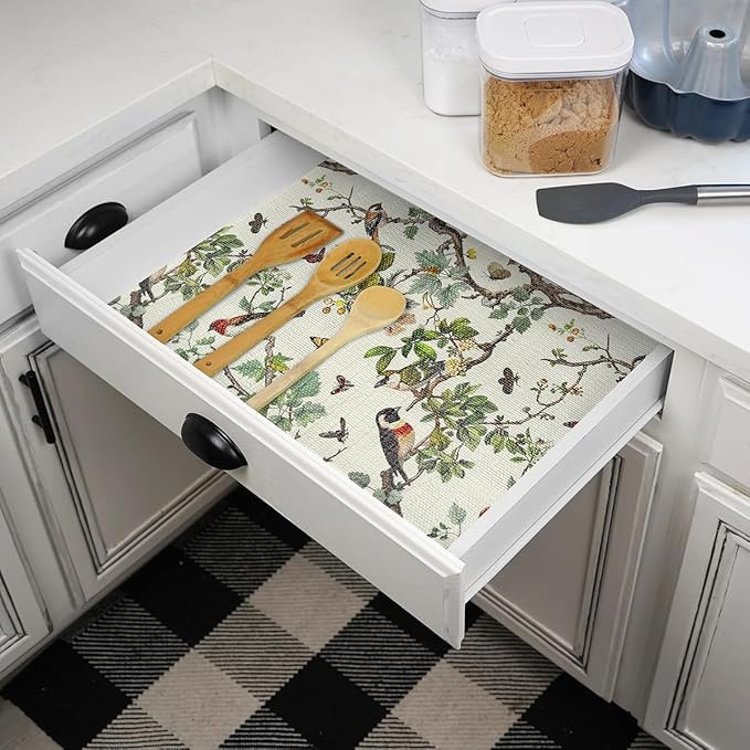Shelf Liner for Kitchen Cabinets Non Adhesive Drawer Liner,Cabinet Liner for Shelves,Non Slip Kitchen Drawer Liners for Dresser,Waterproof Shelf Paper for Refrigerator,Cupboard,15.7In x 10FT