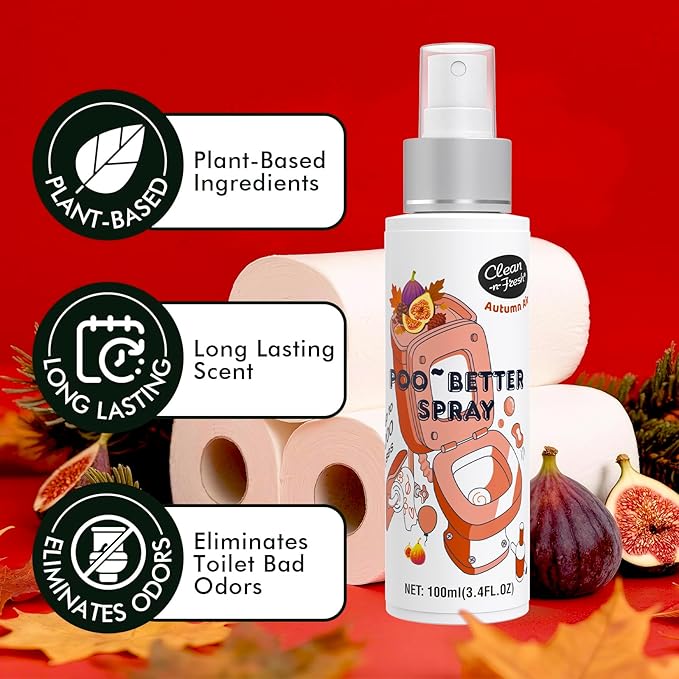 Clean-n-Fresh Toilet Spray, Autumn Air, Bathroom Odor Deodorizer, Air Fresheners for Home and Work, 6.8 Fl.Oz, Up to 400+ Uses