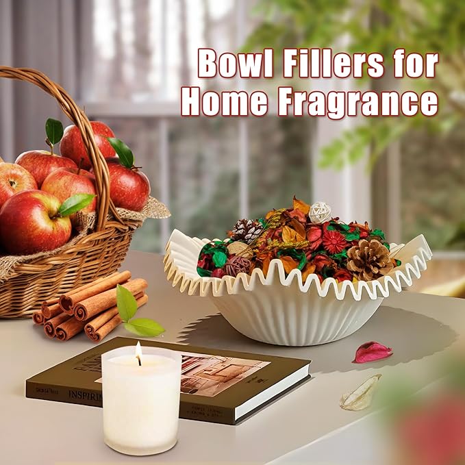 SCENTORINI Potpourri Bags, Potpourri Vase Filler, 10.44 oz Apple Cinnamon Scented Bowl Fillers for Home Decor, Dried Flower for Coastal Bathroom Beach Decor
