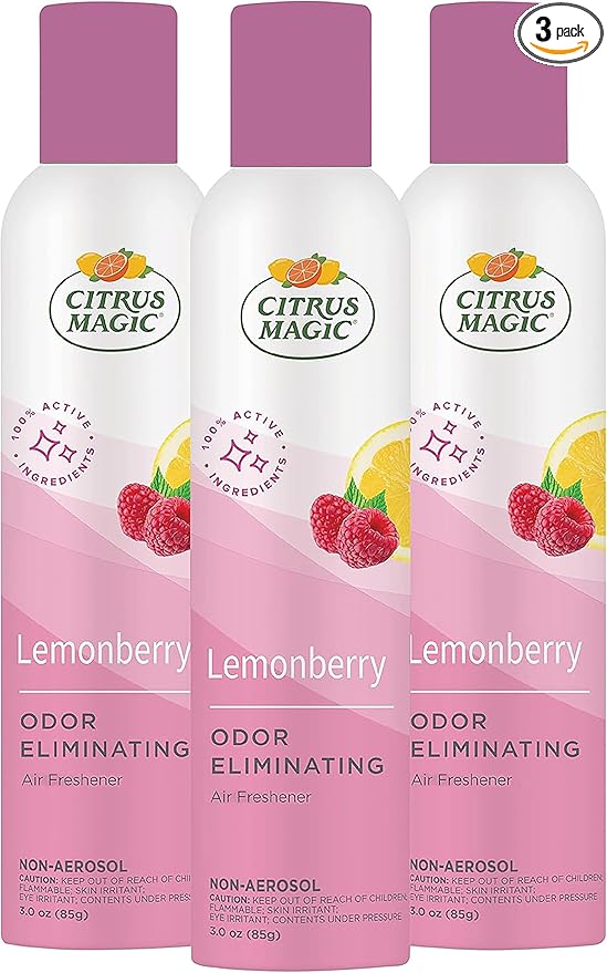 Citrus Magic Odor Eliminating Air Freshener Spray, Lemonberry, 3-Ounce, Pack of 3