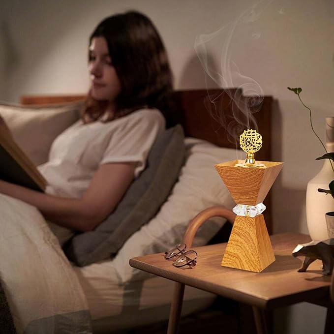 Bakhoor Burner, Charcoal Incense Burner, Frankincense Metal Incense Holder for Yoga, Spa Aromatherapy, Office & Home Decor Gifts Tan 10.2" Inches Tall