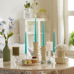 New Burning Formula Unscented Dripless 10-Inch Taper Candles Set of 12 - Turquoise, for Wedding, Dinner - Smokeless, Long Burning - Hand Poured, Colored Tall Candlesticks - Turquesa