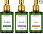 Room Spray Odor Eliminator 3 Pack, Natural Essential Oil Air Freshener Spray for Home Bathroom and Kitchen, Lavender, Citrus, Eucalyptus