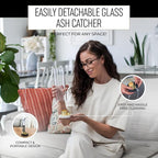 4 in 1 Ceramic Incense Burner with Glass Ash Catcher, Incense Holder for Sticks, Palo Santo, Sage and Cones - Ceramic Ash Catcher Tray for Meditation Yoga Room Home Decor - White