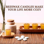 18PCS Pure Natural Beeswax Votive Candles Bulk, Unscented Handmade Candles for Home Décor, Room, Party, Spa, Gift - 15 Hour Burn Time