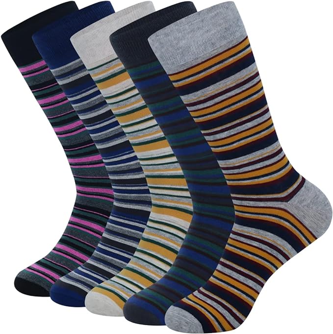 HHX YONLEE Dress Socks 5/6/10 Pairs Crew Argyle Colorful Cotton Novelty Casual Happy Fun