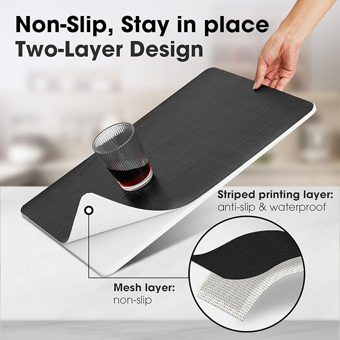 Shelf and Drawer Liner, Kitchen Cabinet Liners Non-Adhesive Thick Non-Slip Waterproof Washable Fragrant Mats Protect Dresser Shelves Cupboard Bathroom Cabinets, Black, 18 in X 30 FT