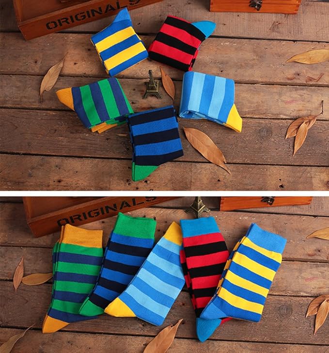 DRASEX Men's Dress Socks Funky Colorful Pattern Cotton Novelty Casual Crew Socks