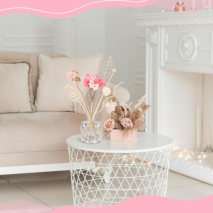 Queekay 32 Pcs Reed Diffuser Sticks Set Include 21pcs Natural Rattan Wood Beads, 11 Style Fragrance Diffuser, Rattan Reed Fragrance Replacement for Home(Pink Color)