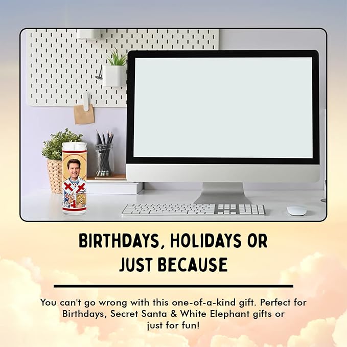 Cruise Celebrity Glass Jar Candle – Unscented Handmade Soy Wax Votive Candle – Unique Gift for Movie Lovers – Home Decor Collectible for Living Room & Office – 8 Inch