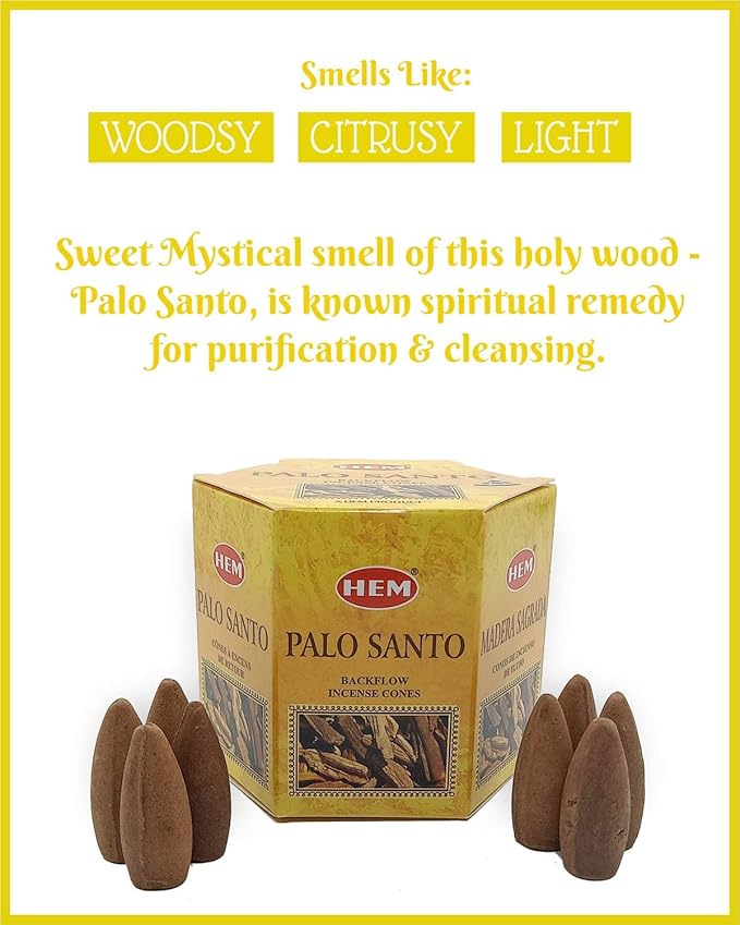 Hem Backflow Incense Cones for Waterfall (3 Types, 120 Cones) - Palo Santo, White Sage & Sandalwood | Strong Heavenly Scent With Thick White Fountain