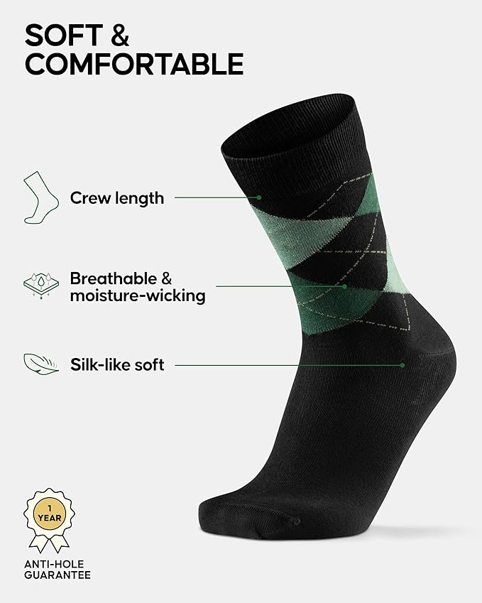 DANISH ENDURANCE Viscose Dress Socks, Premium, Soft, Breathable, Dress Socks for Men & Women, Unisex, 6-Pack