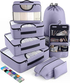 Veken 8 Set Packing Cubes for Travel Essentials, Suitcase Organizer Bags in 4 Sizes, Carry-On Luggage Accessories with Large Laundry & Hanging Toiletry Bag, Must-Have for Airplane, Road Trip & Camping