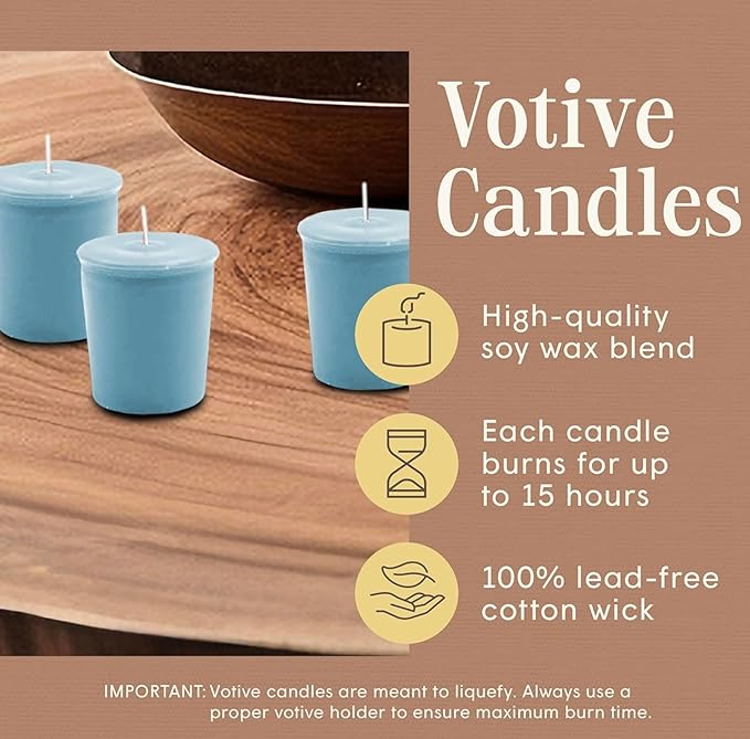 Mister Candle Spring/Summer Votive Collection Handmade Scented Votive Candles Bulk, Small Candles with Premium Wax & Essential Oils, 15 Hour Burn Time, Made in USA, (Set of 9, Baby Powder)