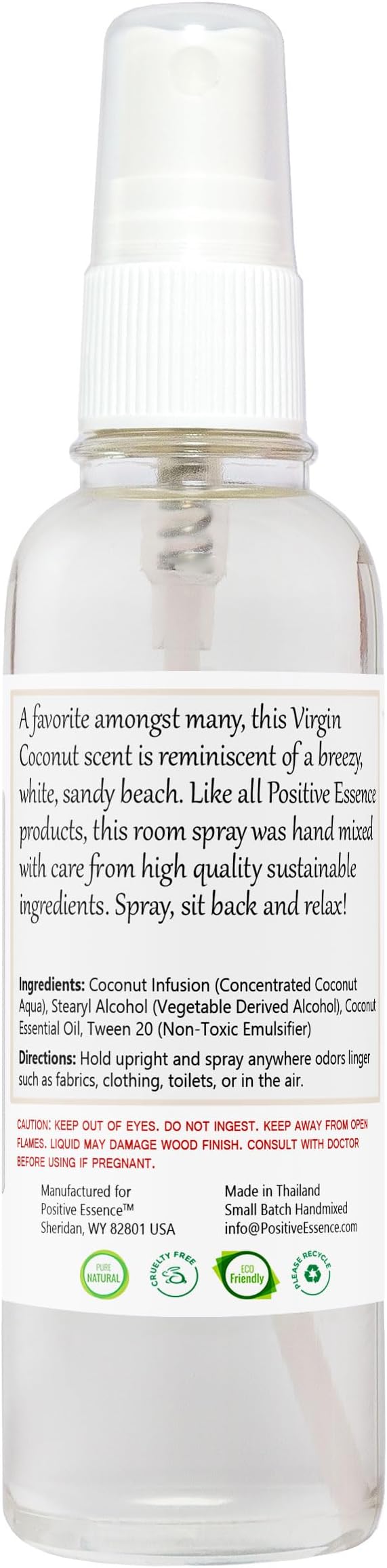 Virgin Coconut Linen and Room Spray, Natural Aromatic Mist Made with Pure Virgin Coconut Oil, Relax Your Body & Mind, Perfect as a Bathroom Air Freshener Odor Eliminator
