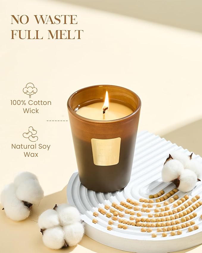 M&SENSE Fudgy Cocoa Brownie Scented Candle Home Decor, Natural Soy Wax,4.1oz 60 Hours Long Lasting Slow Burning, Aromatherapy Candle for Stress Relief