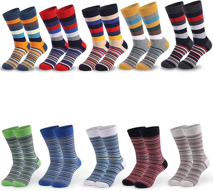 HHX YONLEE Dress Socks 5/6/10 Pairs Crew Argyle Colorful Cotton Novelty Casual Happy Fun
