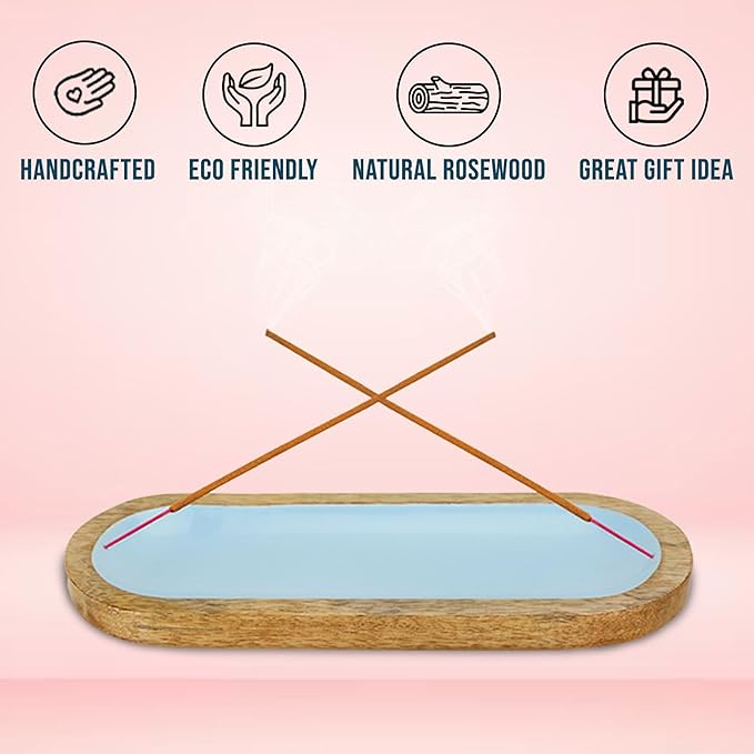 Raajsee Hand Painted Incense Holder,Wooden Incense Burner,Ash Catcher, Incense Tray 11x4x1.5 Inches, Best for Home Fragrance-Aesthetic Room Décor