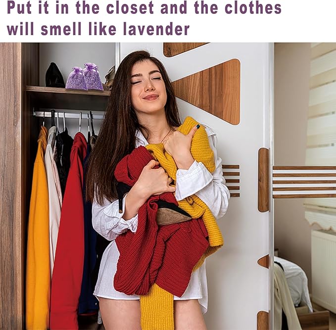 36 Pack French Dried Lavender Sachet Bags, 100% Natural Lavender Bags for Drawers and Closets, Potpourri Air Freshener, Bulk Sachet Gift for Scents Home, Wedding