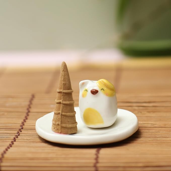 Handmade Ceramic Incense Holder for Sticks, Incense Plate for Stick with Ash Catcher Anti-ash, Incense Burner for Meditation Yoga Spa Aromatherapy Home Room Decor Easily Grab Ash