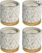 Classic Damask Pattern Small 3 Ounce Stone/Wax Scented Votive Jar Candle for Home or Office, Orleans Tea, 4 Pack