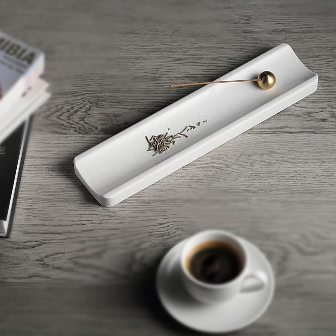 Koville Italian Quarella Engineered Marble Incense Holder, Incense Holders for Sticks, Sturdy Incense Burner Ideal for Meditation and Relaxing, Easy to Clean(Ariete Quarella)