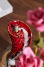 Unique Cloud Stairs Ceramic Waterfall Incense Holder, Paired with a Pack of Backflow Incense Cones. (Fambe Red)