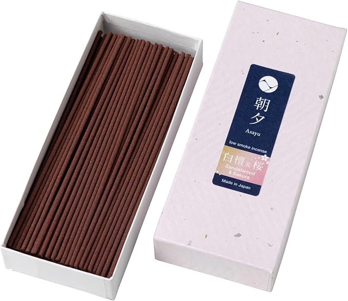 Asayu Japan Incense Sticks with Low Smoke for Morning or Evening Meditation, Relax or Yoga, Made in Japan 40gr - Premium Sakura Cherry Blossom and Sandalwood Blend