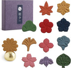 Flower Shaped Pressed Incense Set with Brass Holder (12PCS) by Asayu Japan