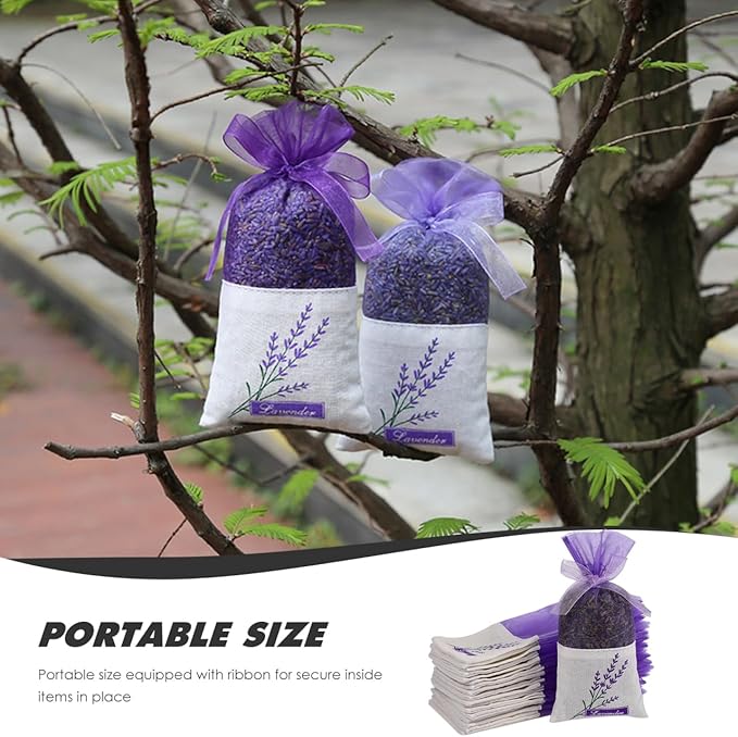 Sachet Bag，30 Pcs Empty Sachets Bag Lavender Flower Printing Fragrance (Light Purple)
