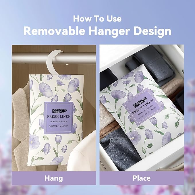 MYARO Large 12 Pcs Linen Scented Sachets for Drawer and Closet, Long-Lasting Sachets Bags Air Freshener Fresh Scents, Hanging Potpourri Bags Home Fragrance for Lover