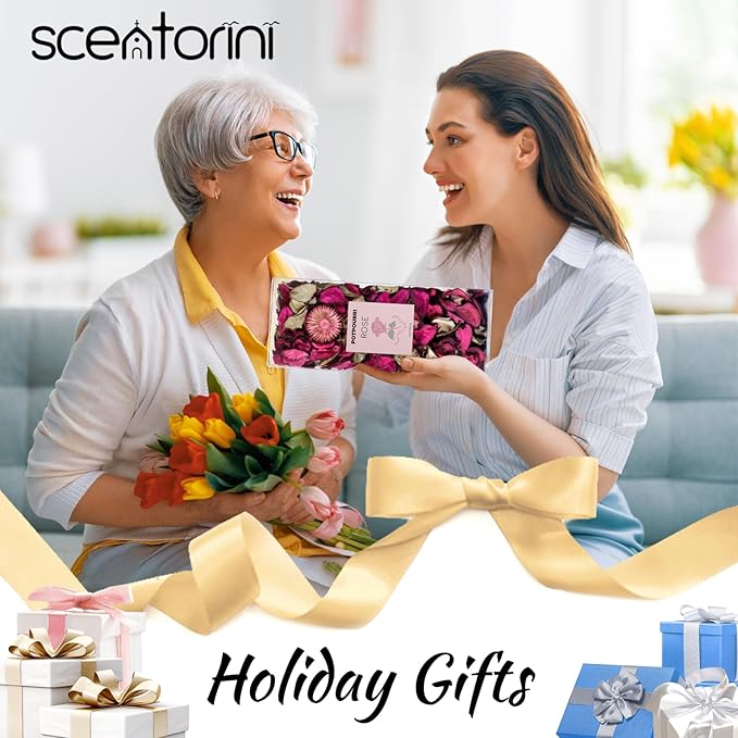 SCENTORINI Potpourri Bags, Potpourri Vase Filler, 10.44 oz Rose Scented Bowl Fillers for Home Decor, Dried Flower for Coastal Bathroom Beach Decor