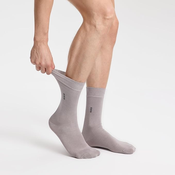 VRD Men’s Dress Socks, Bamboo 5-Pack Mens Socks, Mid Calf Length, Crew Socks Gift for Men Shoe Size 8-13