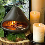 Ceramic Palo Santo Burner, Mini Chimney Incense Holder with Ash Catcher, Aromatherapy Meditation Home Decor for Anxiety Relief, Black