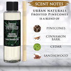 Urban Naturals Frosted Pinecones Holiday Oil Reed Diffuser Refill with Free Set of Reed Sticks – Pine, Cinnamon, Clove, Cedar Wood, Sandalwood and Vanilla Bean – Vegan, 4 oz, Made in The USA