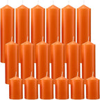 MTLEE 18 Pcs Set of 3 Pillar Candles Bulk 2 in x 3, 6, 8 Long Burning Clean Unscented Smokeless Pillar Candles for Wedding Emergency Lanterns Ceremony Party (Orange)