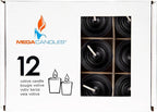 Mega Candles 12 pcs Unscented Black Votive Candles, Hand Poured Wax Candle 15 Hours 1.5 Inch x 2.25 Inch, Home Décor, Wedding Receptions, Centerpieces, Occasions, Events, Meditations, Holders