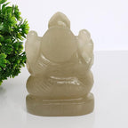 REAL-GEMS Lord Ganesha Figurines Handmade Green Serpentine Gemstone Decorative Statue Modern Home Table Decor Gifts Approximately 1350 Ct.